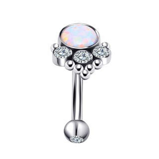 Eternal Metal ASTM F136 Titanium Internally Threaded Synthetic Opal Navel Ring Body Jewelry Belly Ring