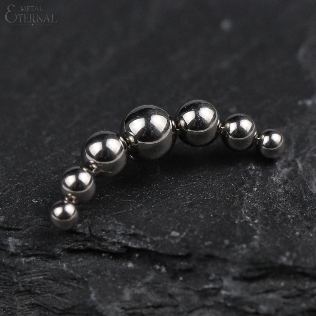 Titanium Threaded Curved Shape Ball Cluster Bead Piercing Tops