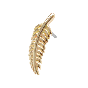 14KT Solid Gold Feather Threadless Push Pin Labret Piercing