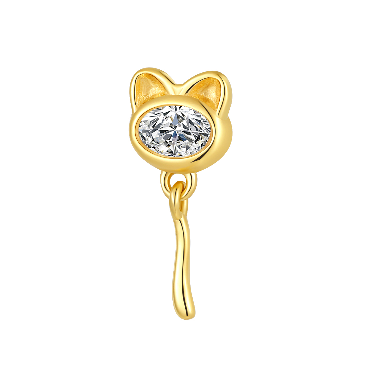 14K Solid Gold Cat Internally Labret Stud Jewelry 