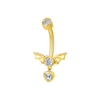14K Solid Gold Bat Shaped Internally threaded Belly ring Jewelry 