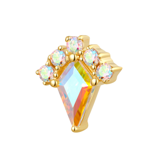 14K Solid Gold Kite shaped Threadless tops Piercing Jewelry 