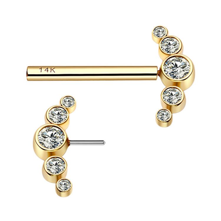 14k Solid Gold latest design Threadless Nipple Jewelry Piercing 