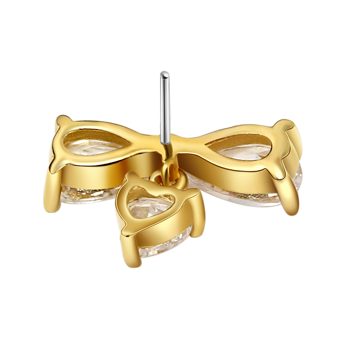  Bow Shaped Threadless End 14k Gold Piercing Jewelry