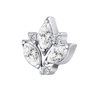 ASTM F136 Titanium Grass Shape Threadless Top with Clear Zircon