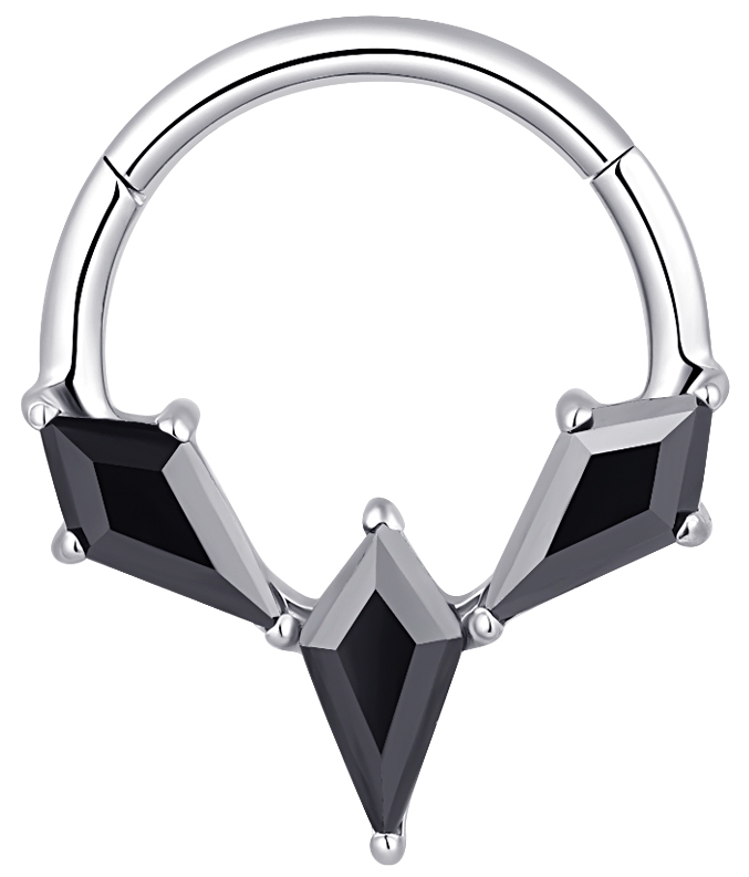 ASTM F136 Titanium Paved Kite-Cut CZ Hinged Segment Ring