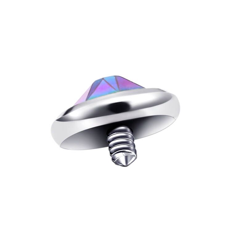 Eternal Metal G23 Titanium rainbow cubic zircon Internally Threaded Top piercing