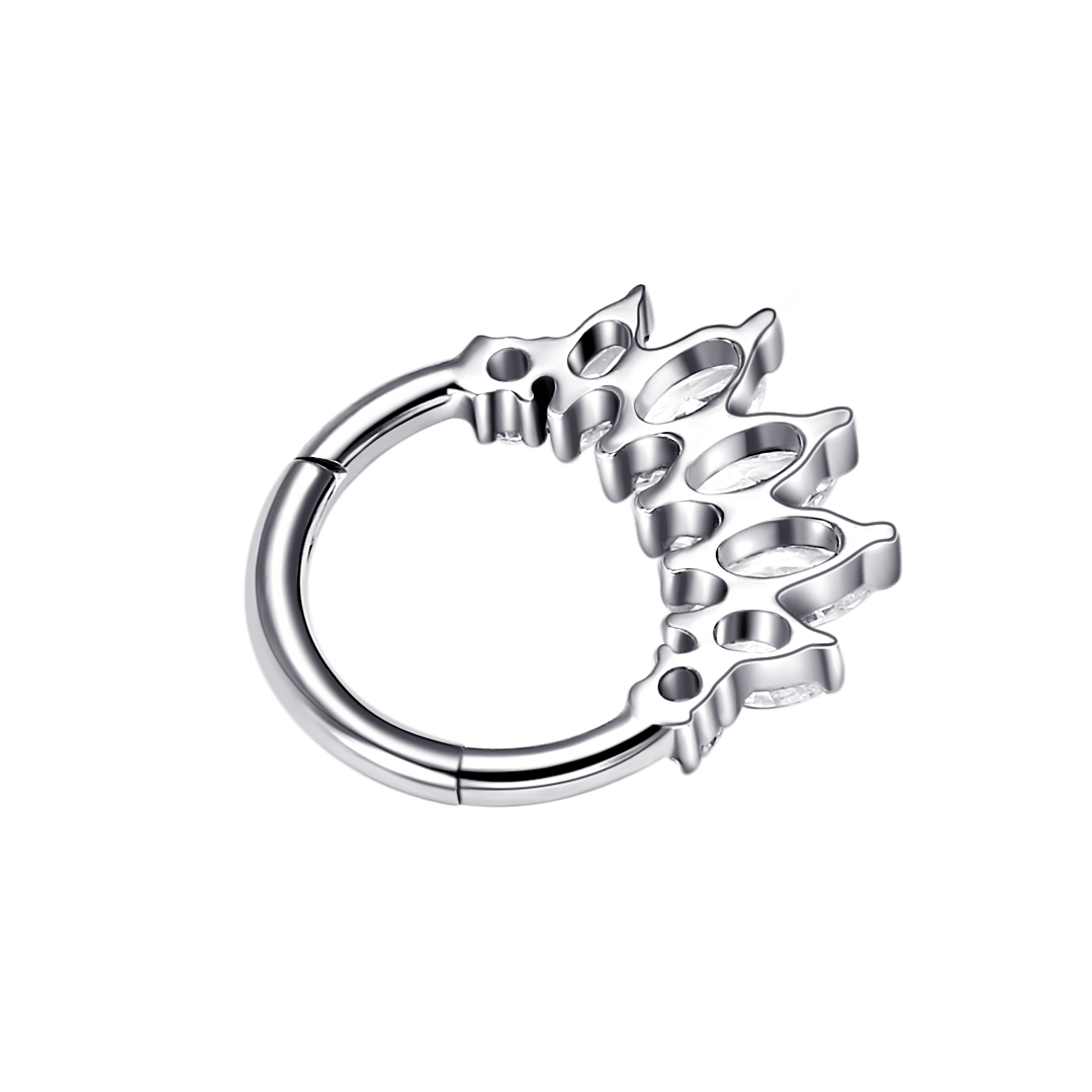 Astm F136 Titanium Marquise CZ Hinged Segment Clicker Titanium Conch Cartilage Earring Piercing F136 Piercing