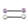 Titanium Both Side Threadless Bezel Set Opal Nipple Piercing
