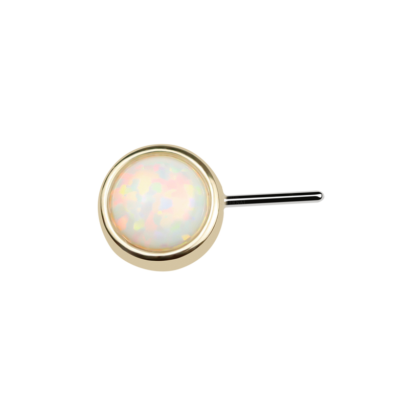 14KT Gold Opal Threadless Nipple Piercing End