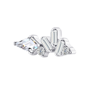 ASTM F136 Titanium Kite CZ Prong Setting Threadless Top Jewelry 
