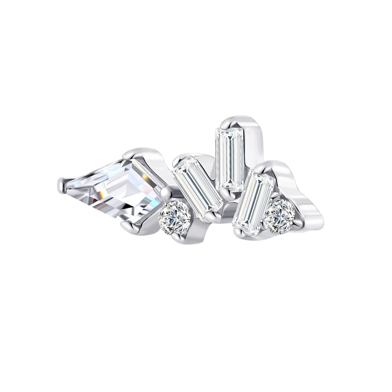 ASTM F136 Titanium Kite CZ Prong Setting Threadless Top Jewelry 