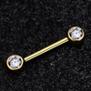 14K Solid Gold Threadless Nipple Bar With Round CZ 