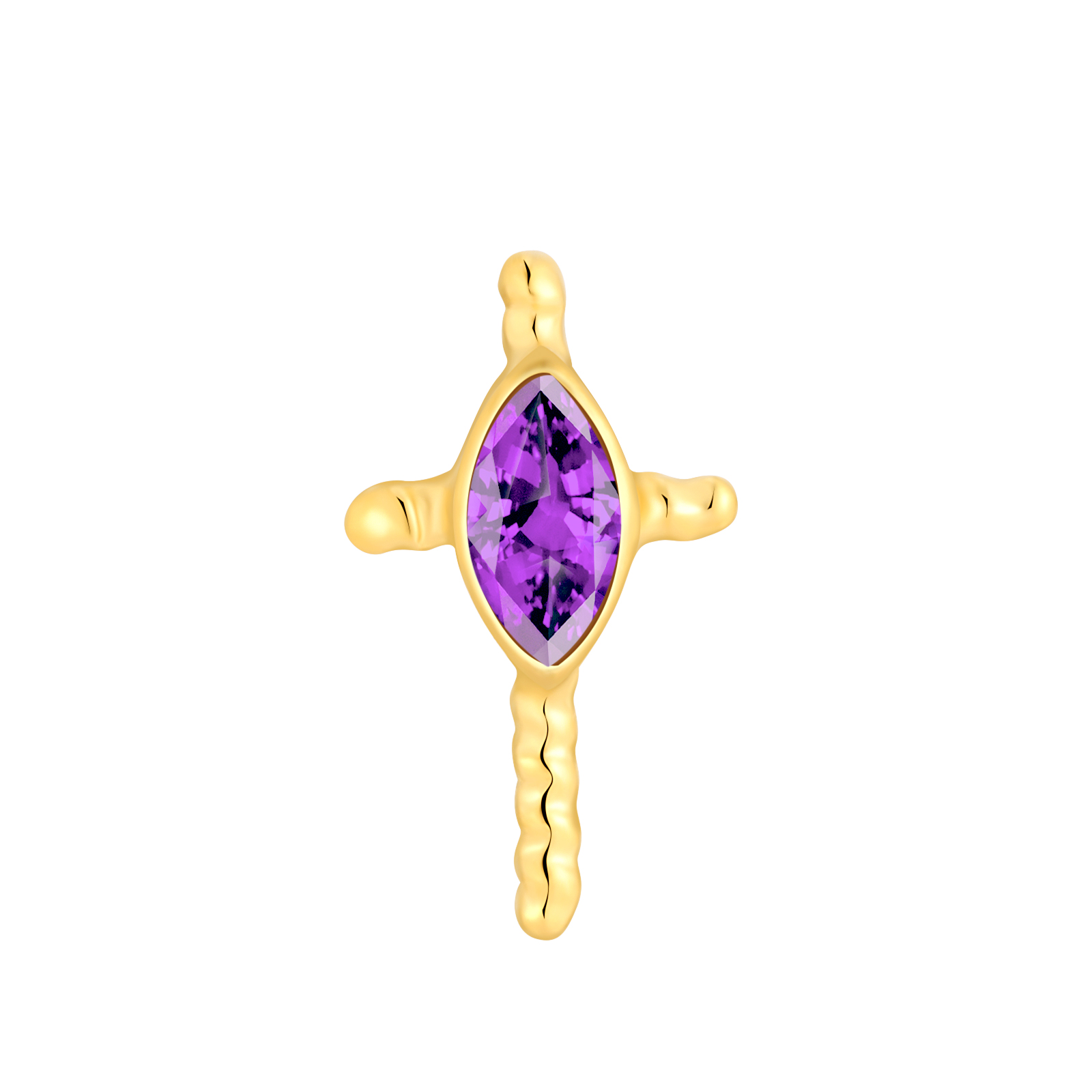 ASTM F136 Titanium Amethyst CZ Setting Cross Threadless Top Piercing Jewelry 