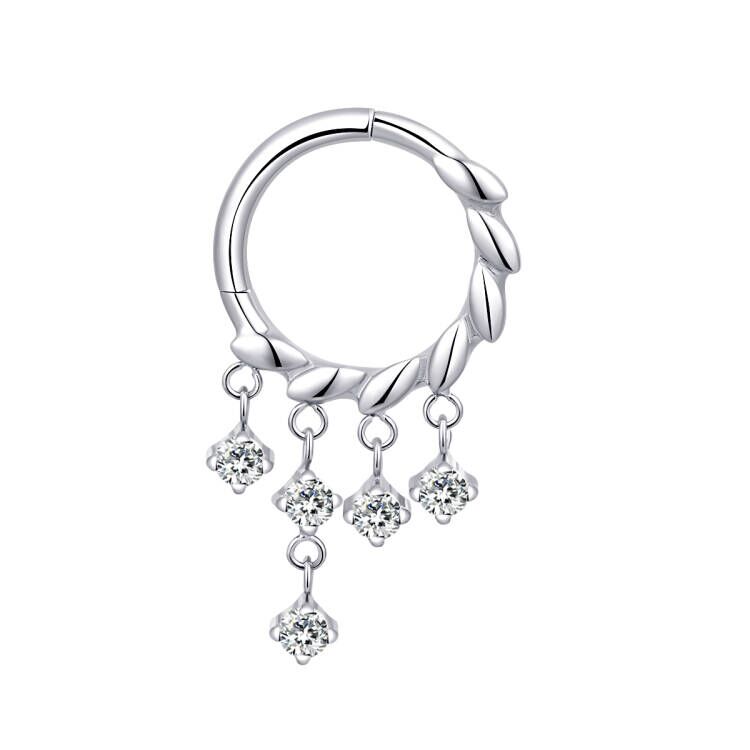 ASTM F136 Dangling 5A CZ Hinged Segment Ring