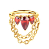 ASTM F136 Titanium Red Pear CZ Paved With Dangling Chain Hinged Segment Ring