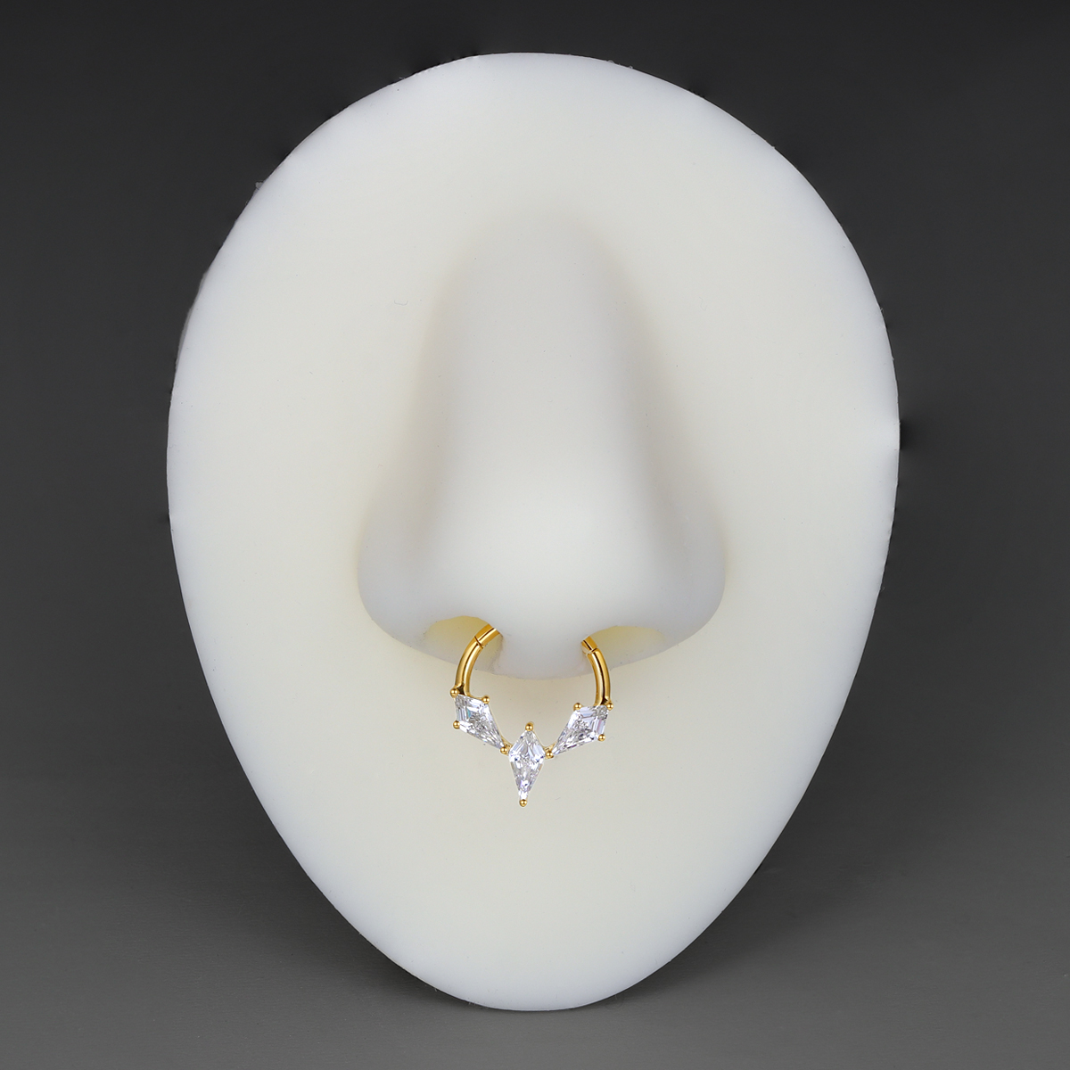 ASTM F136 Titanium Paved Kite-Cut CZ Hinged Segment Ring