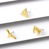14K Solid Gold Shark Teeth shaped Threadless Tops Piercing Jewelry 