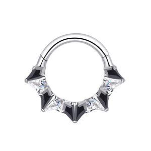 ASTM F136 Titanium Clicker Ring with Multiple Color Kite CZ Septum Daith Piercing