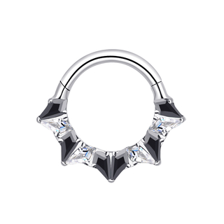 ASTM F136 Titanium Clicker Ring with Multiple Color Kite CZ Septum Daith Piercing