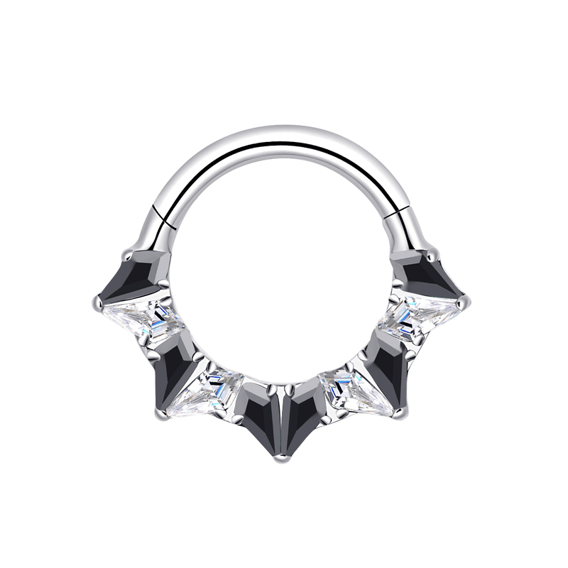 ASTM F136 Titanium Clicker Ring with Multiple Color Kite CZ Septum Daith Piercing