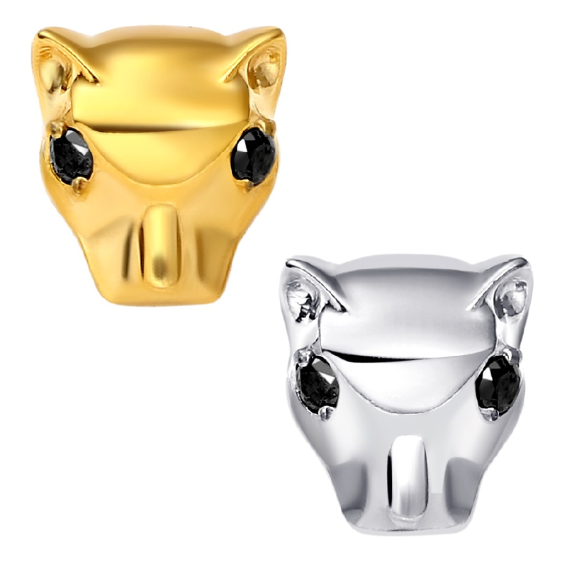 Eternal Metal Leopard Head Threaded Top Piercing Jewelry