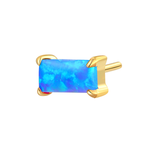 PVD gold ASTM F136 Titanium Rectangle Opal Stone Threadless Top Piercing Jewelry 
