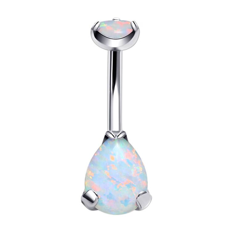 Hot Selling Prong Set Cz Opal Navel Ring G23 Piercing Belly Button Titanium