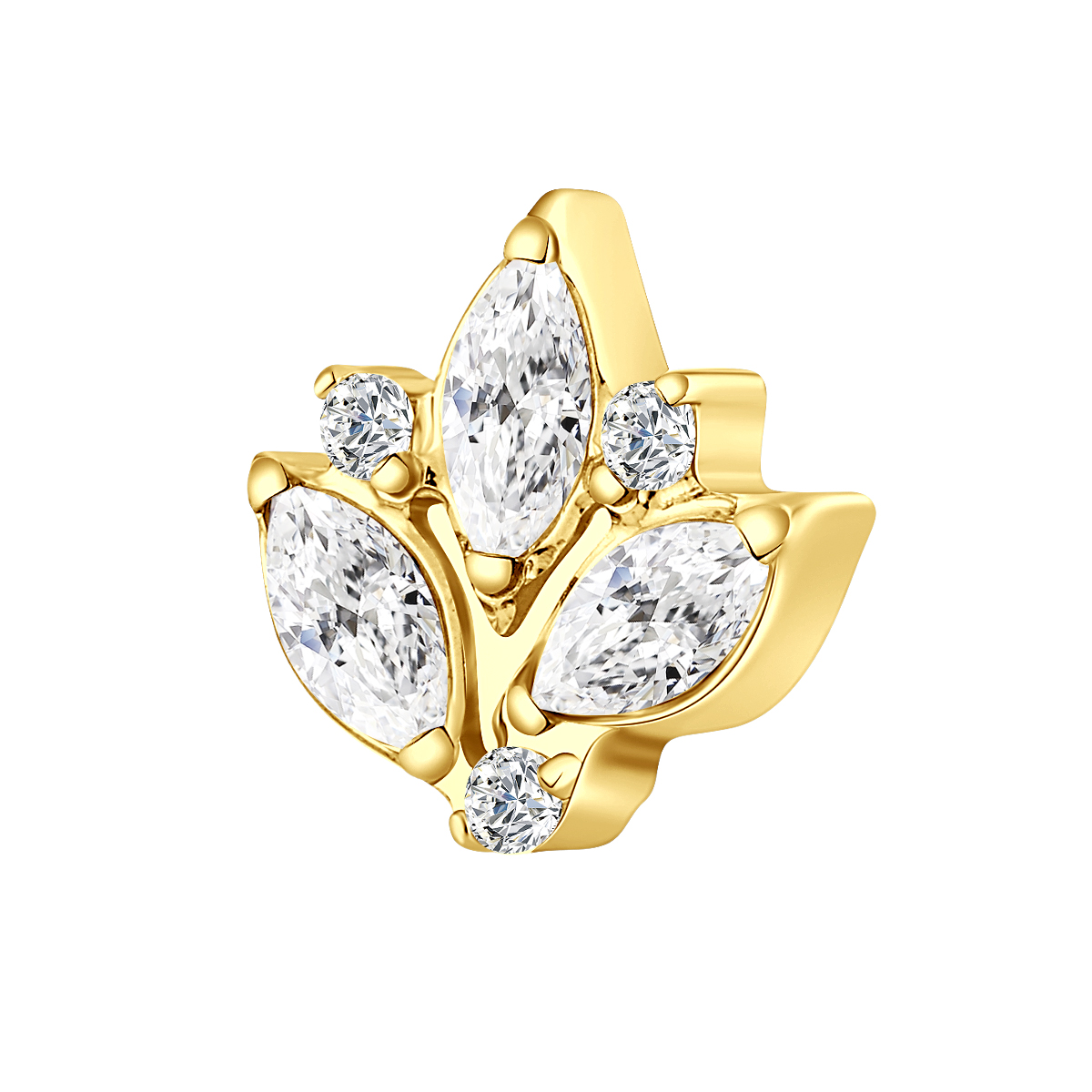 ASTM F136 Titanium Grass Shape Threadless Top with Clear Zircon