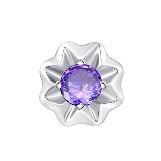 ASTM F136 Titanium Amethyst CZ Setting Flower Threadless Top Piercing Jewelry 