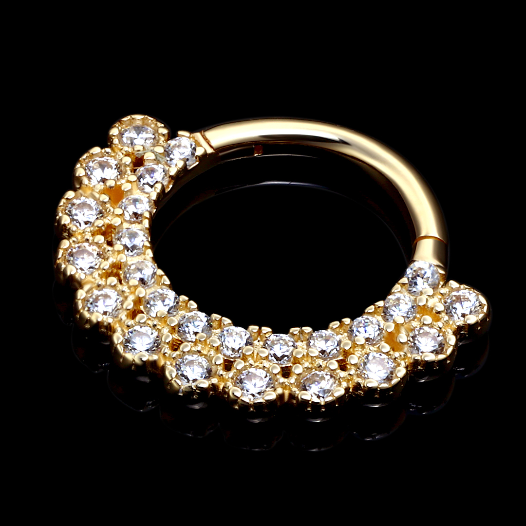 Double Lined CZ Paved Front Hinged Ring