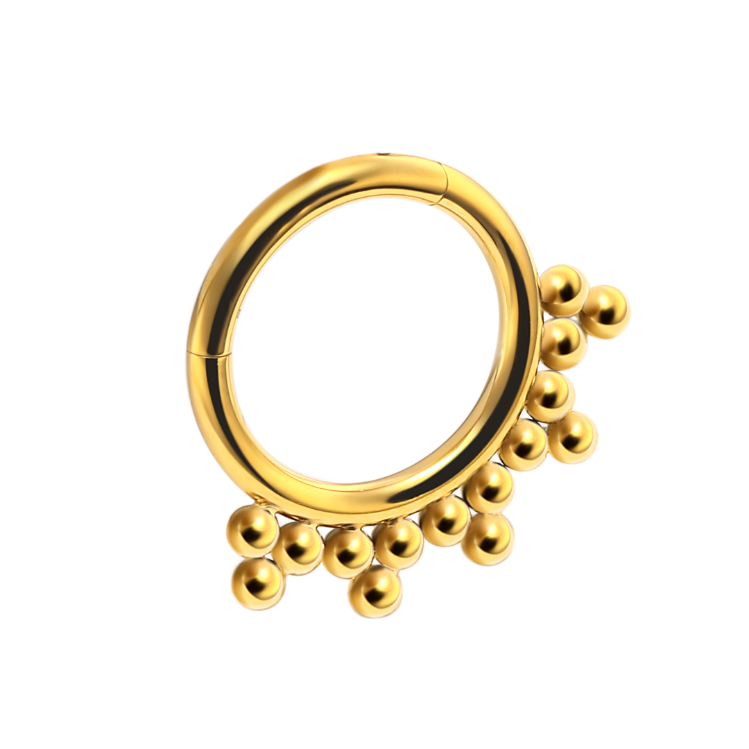 GOLD G23 Titanium Nose Ring with 15 Beads
