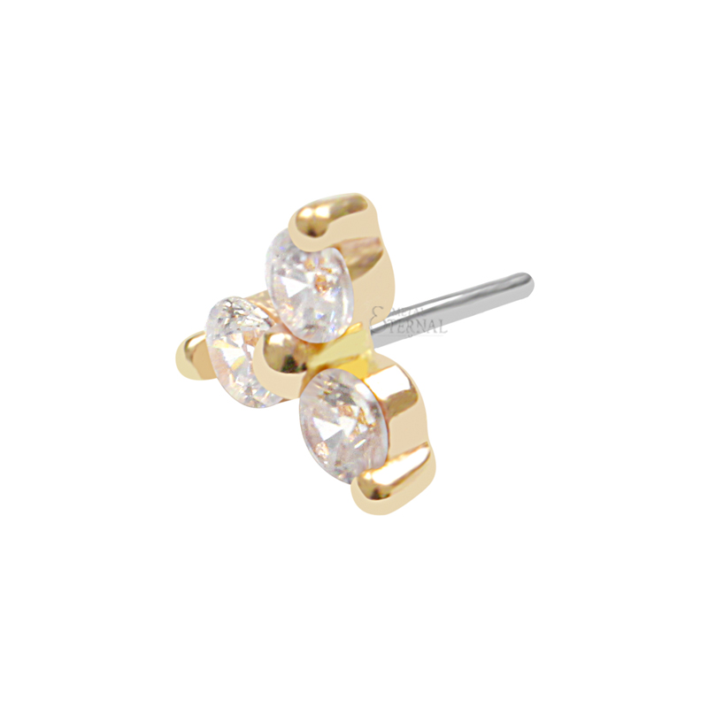 14KT Gold Threadless with CZ Cluster Top Piercing