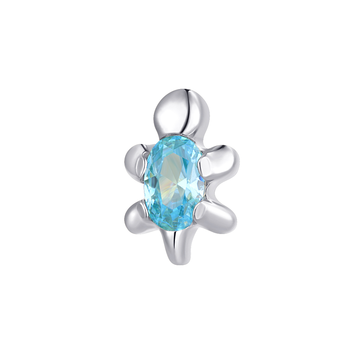 ASTM F136 Titanium Summer Sea Turtle Threadless Top with Shinning 5A Aqua CZ