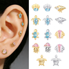 ASTM F136 Titanium Summer Sea Turtle Threadless Top with Shinning 5A Aqua CZ
