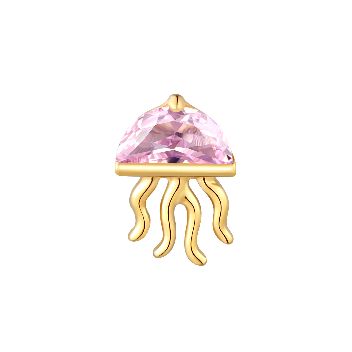 ASTM F136 Titanium Summer Jelly Fish Threadless Top with Shinning 5A Pink CZ