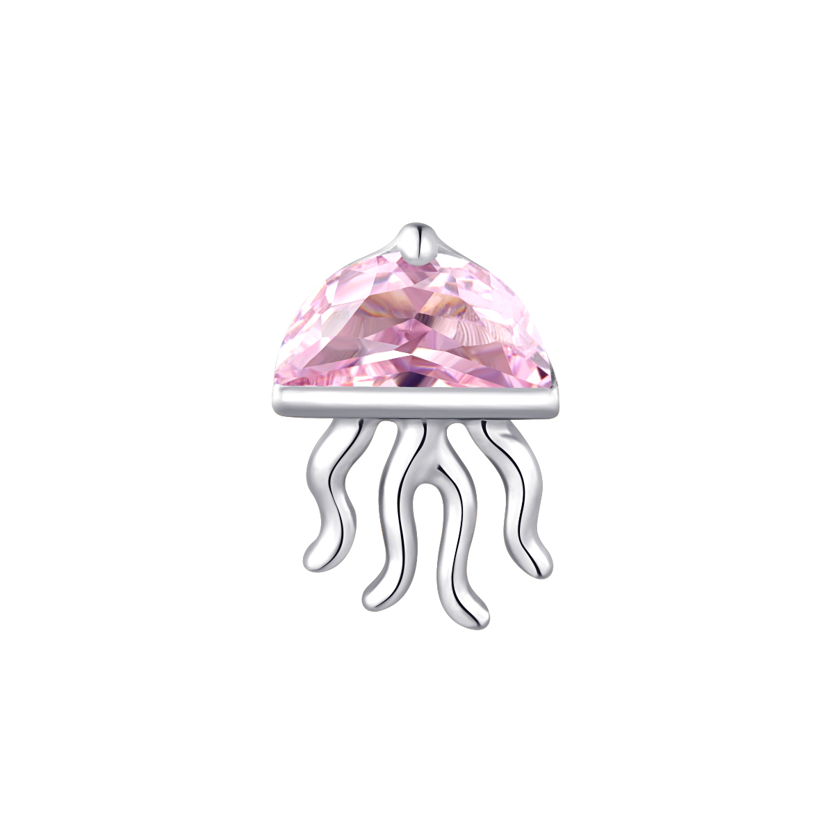 ASTM F136 Titanium Summer Jelly Fish Threadless Top with Shinning 5A Pink CZ