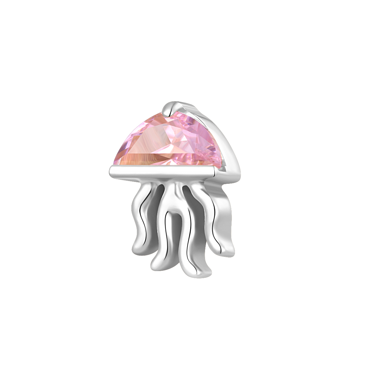 ASTM F136 Titanium Summer Jelly Fish Threadless Top with Shinning 5A Pink CZ